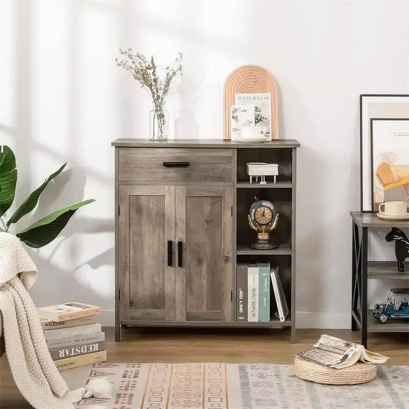 Storage Cabinet with Doors and Shelves - 11.8D x 29.5W x 31.6H