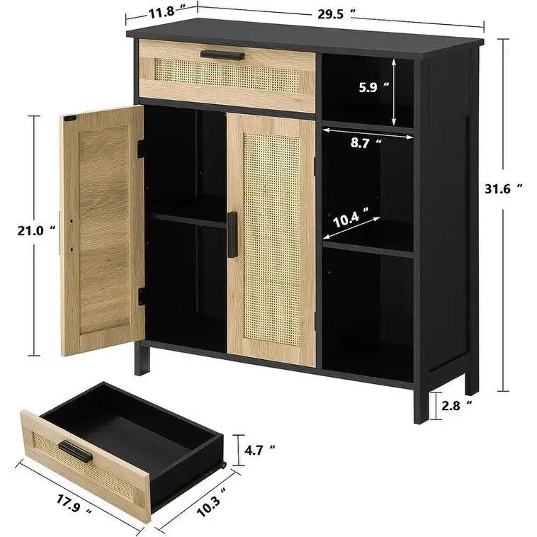 Storage Cabinet with Doors and Shelves - 11.8D x 29.5W x 31.6H