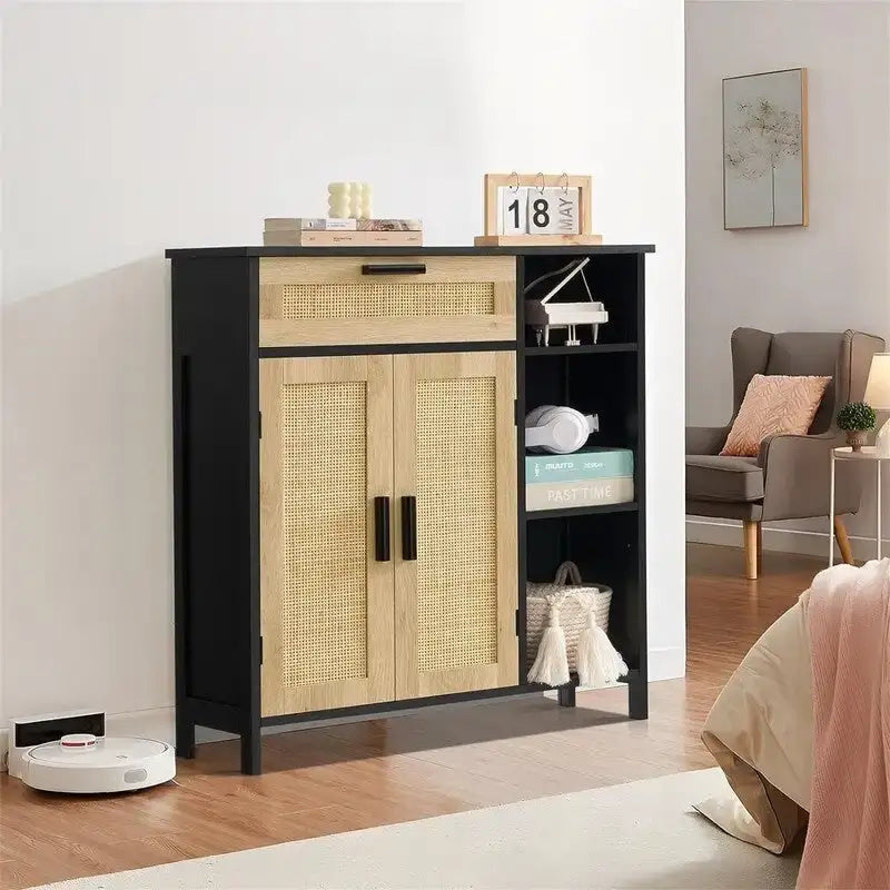 Storage Cabinet with Doors and Shelves - 11.8D x 29.5W x 31.6H