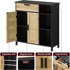 Storage Cabinet with Doors and Shelves - 11.8D x 29.5W x 31.6H