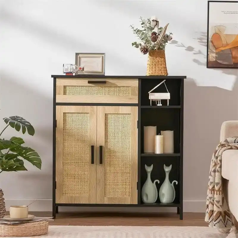 Storage Cabinet with Doors and Shelves - 11.8D x 29.5W x 31.6H