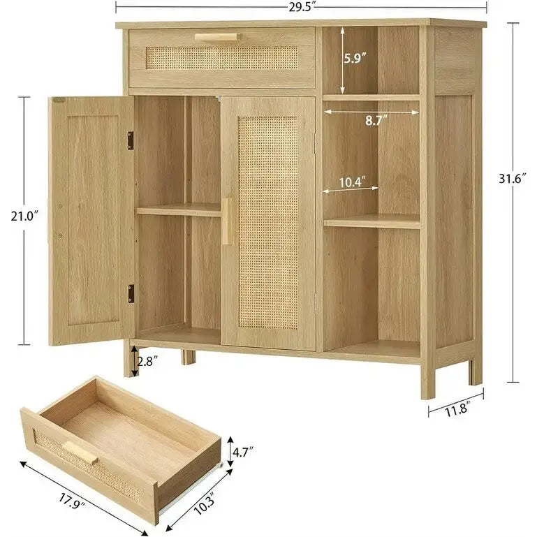 Storage Cabinet with Doors and Shelves - 11.8D x 29.5W x 31.6H