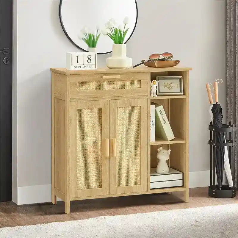 Storage Cabinet with Doors and Shelves - 11.8D x 29.5W x 31.6H