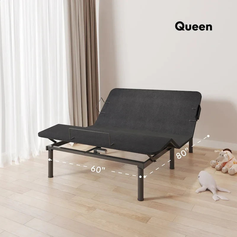 FunniHomi Twin XL/Queen/Split King Size Adjustable Bed Frame, Zero Clearance, Zero Gravity, Mattress Holder