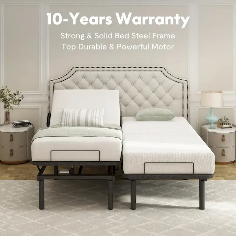 FunniHomi Twin XL/Queen/Split King Size Adjustable Bed Frame, Zero Clearance, Zero Gravity, Mattress Holder