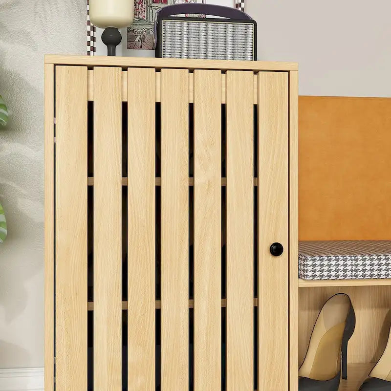 Multipurpose Shoe Rack w/Upholstered Bench and Large Capacity Storage