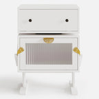 Nightstand with Rotating Drawer and LED Light Strip