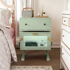 Nightstand with Rotating Drawer and LED Light Strip