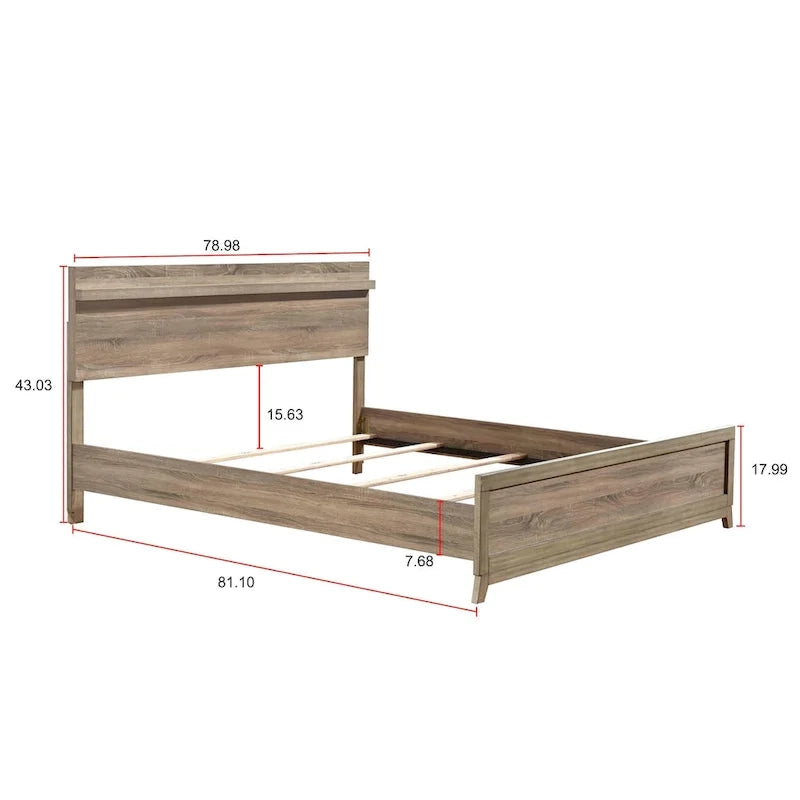 Daemon 5 Piece Light Brown Panel Bedroom Set