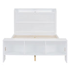 Platform Bed with Built-in Shelves,LED Light and USB Ports,Full/Twin Size