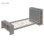 Platform Bed with Built-in Shelves,LED Light and USB Ports,Full/Twin Size