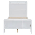 Platform Bed with Built-in Shelves,LED Light and USB Ports,Full/Twin Size