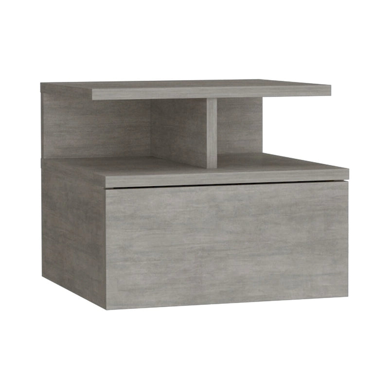 Floating Nightstand 12H,Wall Mounted with Single Drawer and 2-Tier Shelf,for Bedroom,Closet,Entryway,College Dorm
