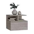 Floating Nightstand 12H,Wall Mounted with Single Drawer and 2-Tier Shelf,for Bedroom,Closet,Entryway,College Dorm