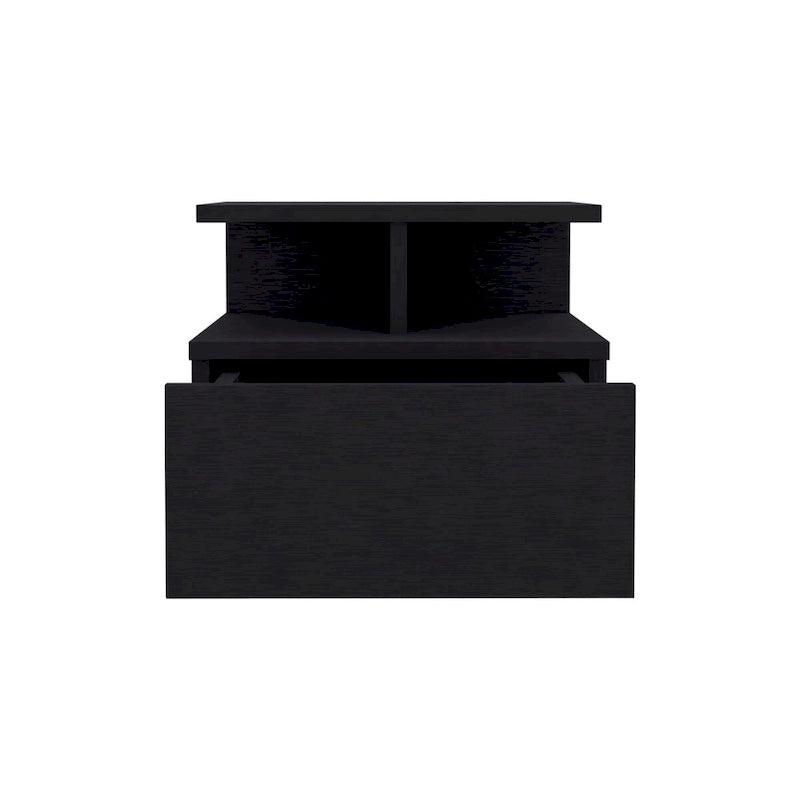 Floating Nightstand 12H,Wall Mounted with Single Drawer and 2-Tier Shelf,for Bedroom,Closet,Entryway,College Dorm
