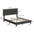 Linen Upholstered Bed Frame with Wooden Slats Support
