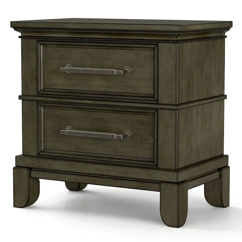 Evva Traditional Grey Wood 6-Piece Panel Bedroom Set