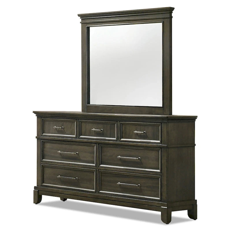 Evva Traditional Grey Wood 6-Piece Panel Bedroom Set