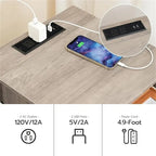 Nightstand with USB Ports and Outlets set of 2