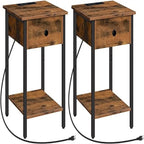 Nightstand with USB Ports and Outlets set of 2