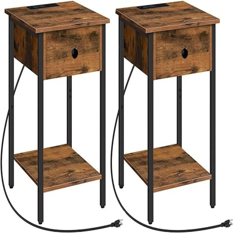 Nightstand with USB Ports and Outlets set of 2