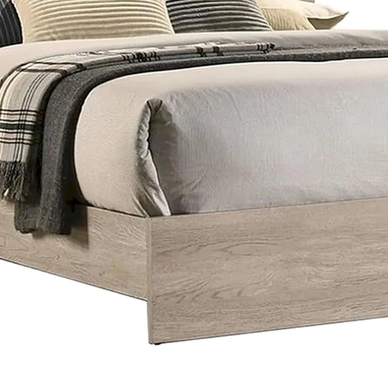 Wooden California King Bed with High Upholstered Headboard