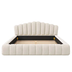 Velvet Upholstered Queen Floor Bed