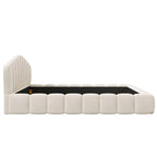 Velvet Upholstered Queen Floor Bed
