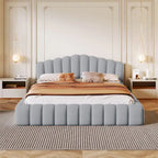 Velvet Upholstered Queen Floor Bed