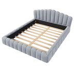 Velvet Upholstered Queen Floor Bed
