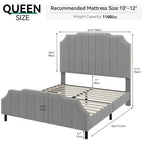 Moasis Queen 61 Flannel Upholstered Headboard Bed Frame