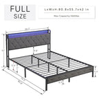 Platform Bed Frame with Storage Headboard, Charging Station and LED Lights