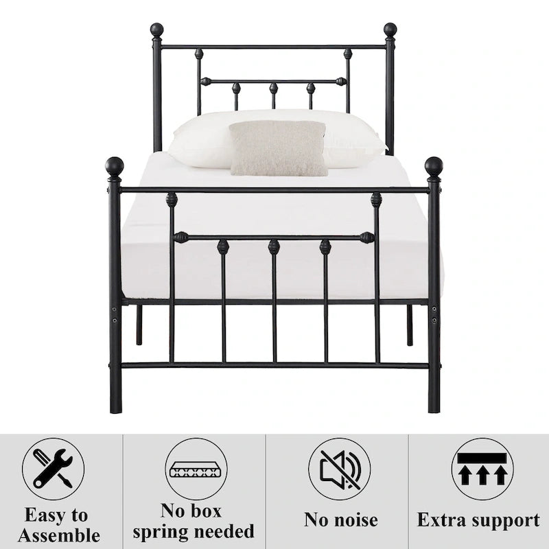 Metal Bed Frame, Modern Platform Bed Frame with Headboard and Footboard, No Box Spring Needed