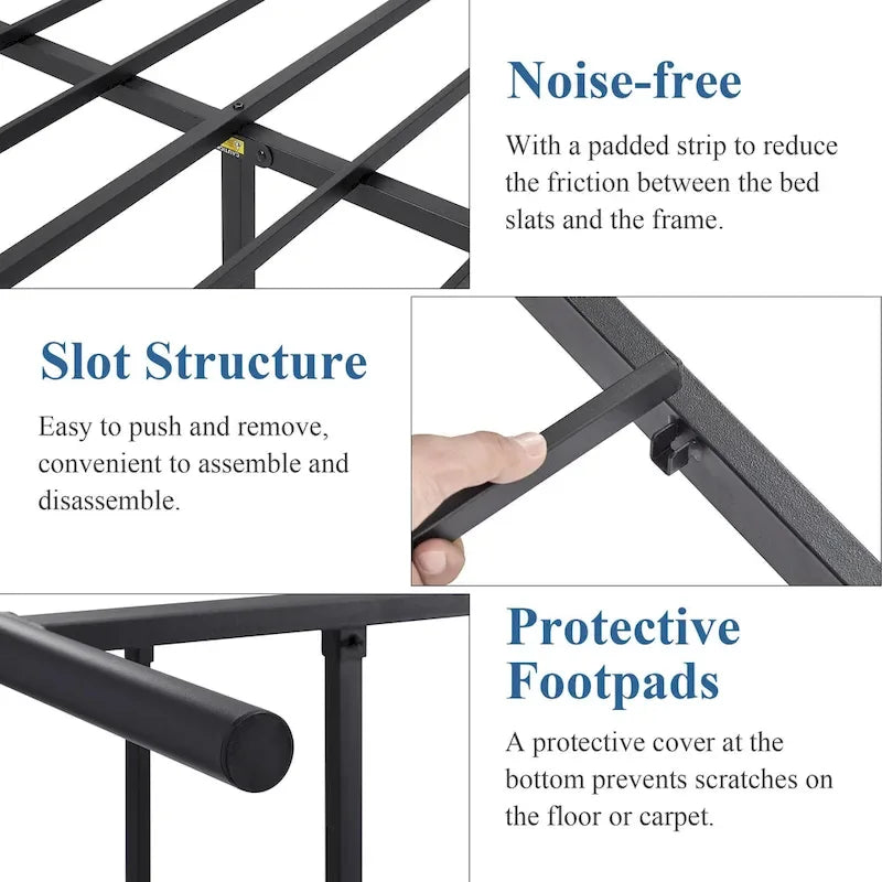 Metal Bed Frame, Modern Platform Bed Frame with Headboard and Footboard, No Box Spring Needed