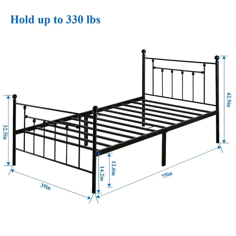 Metal Bed Frame, Modern Platform Bed Frame with Headboard and Footboard, No Box Spring Needed