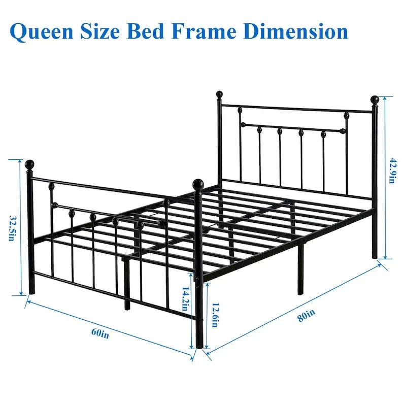 Metal Bed Frame, Modern Platform Bed Frame with Headboard and Footboard, No Box Spring Needed