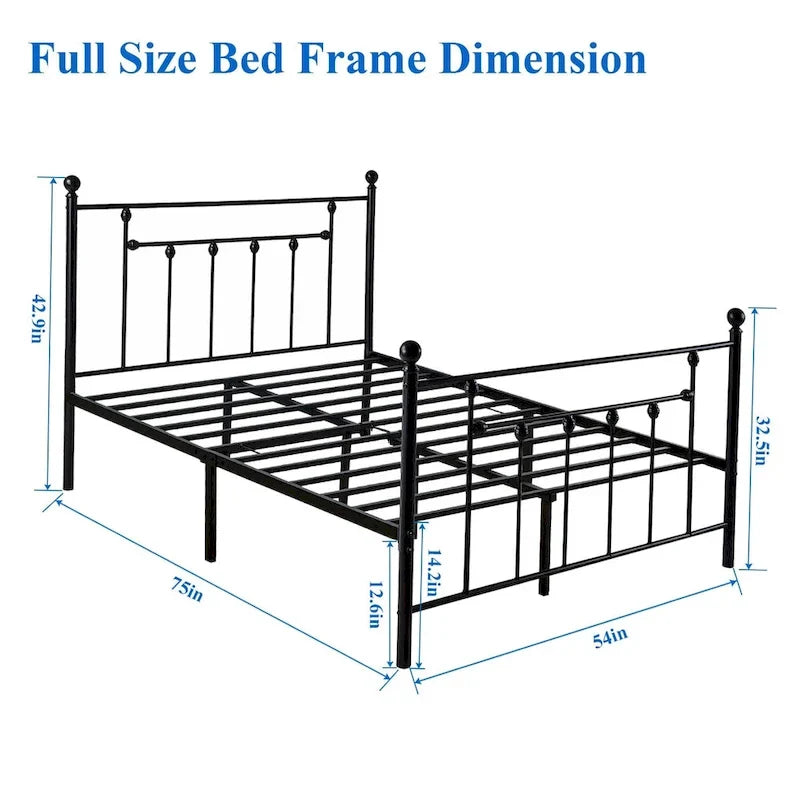 Metal Bed Frame, Modern Platform Bed Frame with Headboard and Footboard, No Box Spring Needed