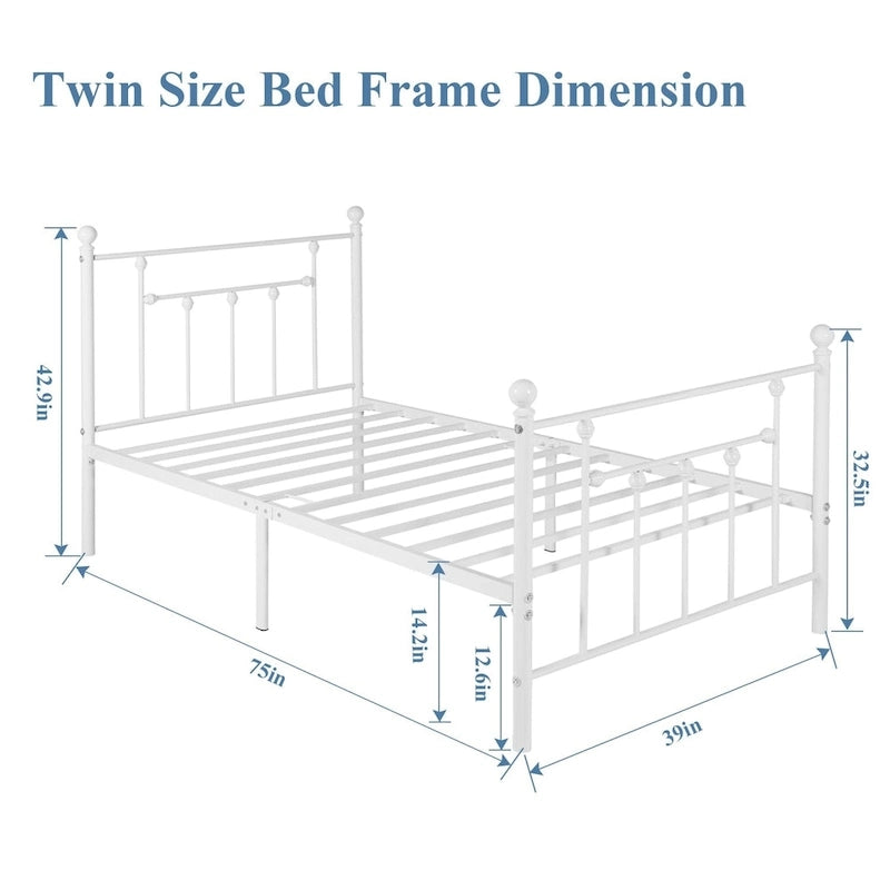 Metal Bed Frame, Modern Platform Bed Frame with Headboard and Footboard, No Box Spring Needed