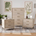 Drayden Transitional Oak Solid Wood 3-Piece Chest and 2 Nightstand Bedroom Set