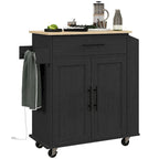 Kitchen Island with Storage, Rolling Kitchen Cart with AC Outlets and USB Ports