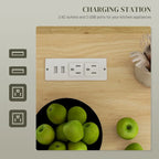 Kitchen Island with Storage, Rolling Kitchen Cart with AC Outlets and USB Ports