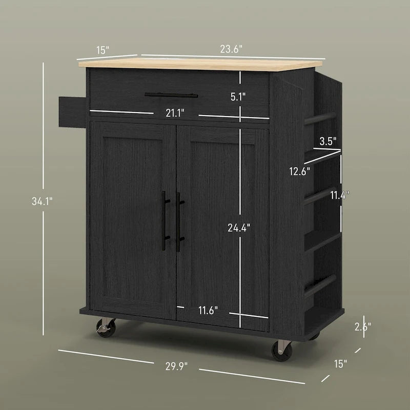 Kitchen Island with Storage, Rolling Kitchen Cart with AC Outlets and USB Ports