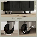 Kitchen Island with Storage, Rolling Kitchen Cart with AC Outlets and USB Ports