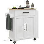 Kitchen Island with Storage, Rolling Kitchen Cart with AC Outlets and USB Ports