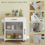 Kitchen Island with Storage, Rolling Kitchen Cart with AC Outlets and USB Ports