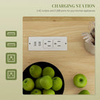 Kitchen Island with Storage, Rolling Kitchen Cart with AC Outlets and USB Ports