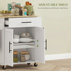 Kitchen Island with Storage, Rolling Kitchen Cart with AC Outlets and USB Ports