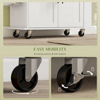 Kitchen Island with Storage, Rolling Kitchen Cart with AC Outlets and USB Ports