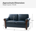 Hedda Transitional 59Wide Leather Sofa with Solid Wood Legs by HULALA HOME
