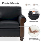 Hedda Transitional 59Wide Leather Sofa with Solid Wood Legs by HULALA HOME